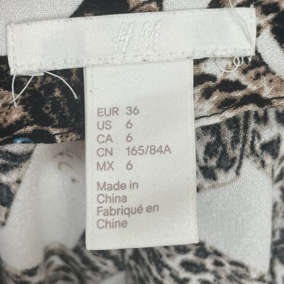 H&M Bengal Cat Dress Women Size 6 Animal Pattern A-Line Long Sleeves Viscose - Picture 10 of 16